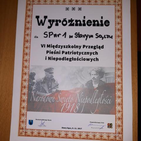 Wyróżnienie w Gminnym Przeglądzie Piosenek PatriotycznychWyróżnienie w Gminnym Przeglądzie Piosenek Patriotycznych