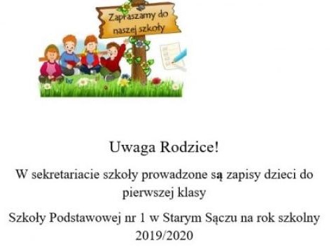 Rekrutacja do klas 1 w roku 2019/20