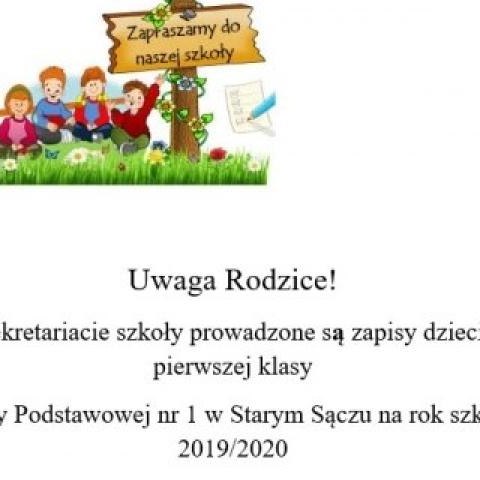 Rekrutacja do klas 1 w roku 2019/20