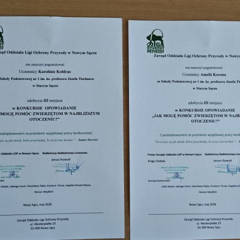 Sukces naszych uczennic w konkursie powiatowym Ligi Ochrony Przyrody.