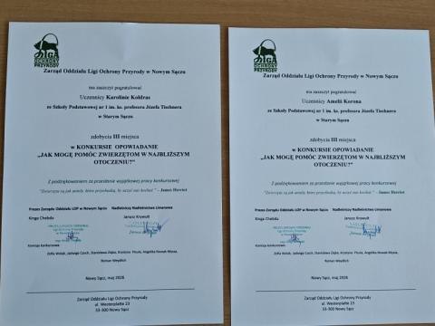 Sukces naszych uczennic w konkursie powiatowym Ligi Ochrony Przyrody.