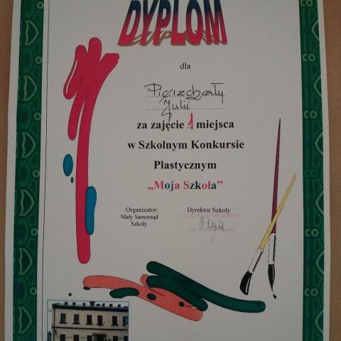 I miejsce w konkursie plastycznym "Moja szkoła"